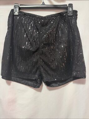 Black High-Waist Sequin Shorts